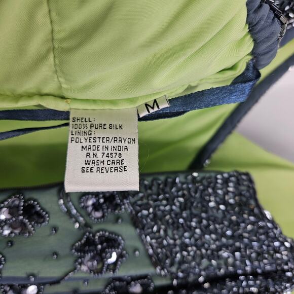 Cache Dress Blue Green y2k Beaded Sequin Embellished Maxi Prom Whims Goth Size M - Picture 11 of 12